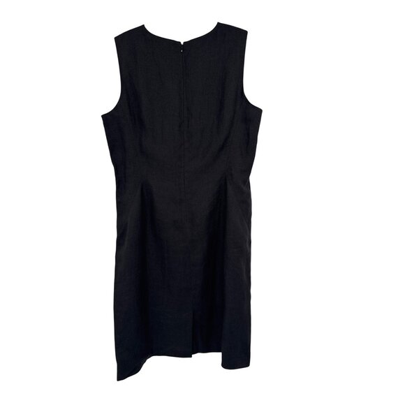 Talbots Petites Black Irish Linen Dress Size 12 p sleeveless - Picture 2 of 3
